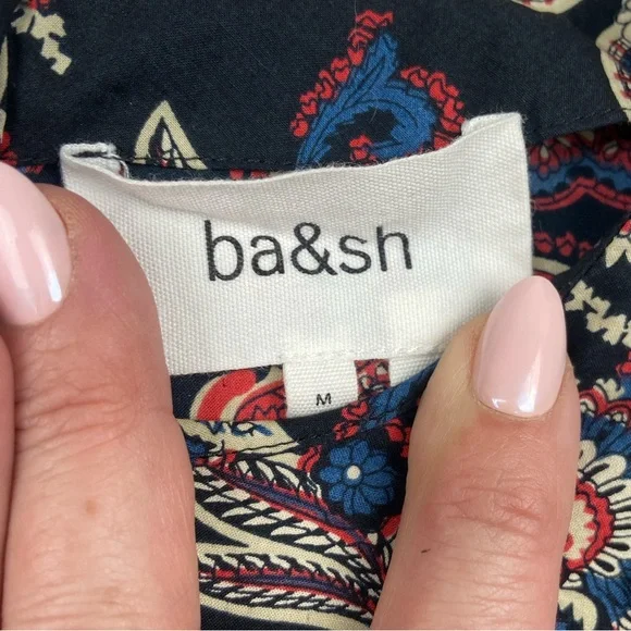 EUC Ba&sh Rym Top Black Ruffle Paisley Medium M 100% Cotton - Picture 5 of 10